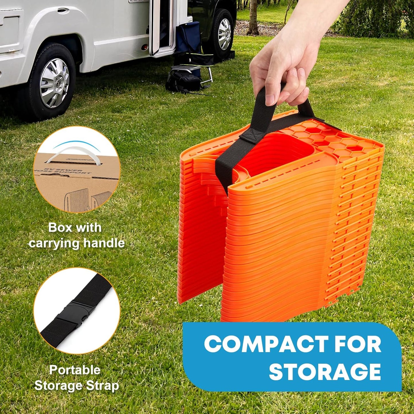 Kohree RV Sewer Hose Support 20FT, Black RV Sewer Hose Holder