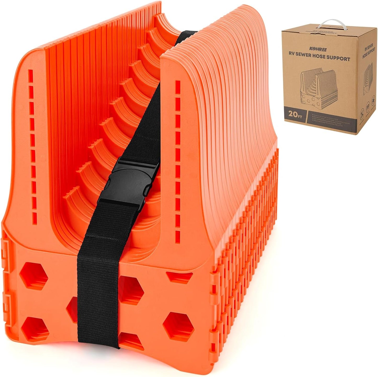 Kohree RV Sewer Hose Support 20FT, Black RV Sewer Hose Holder