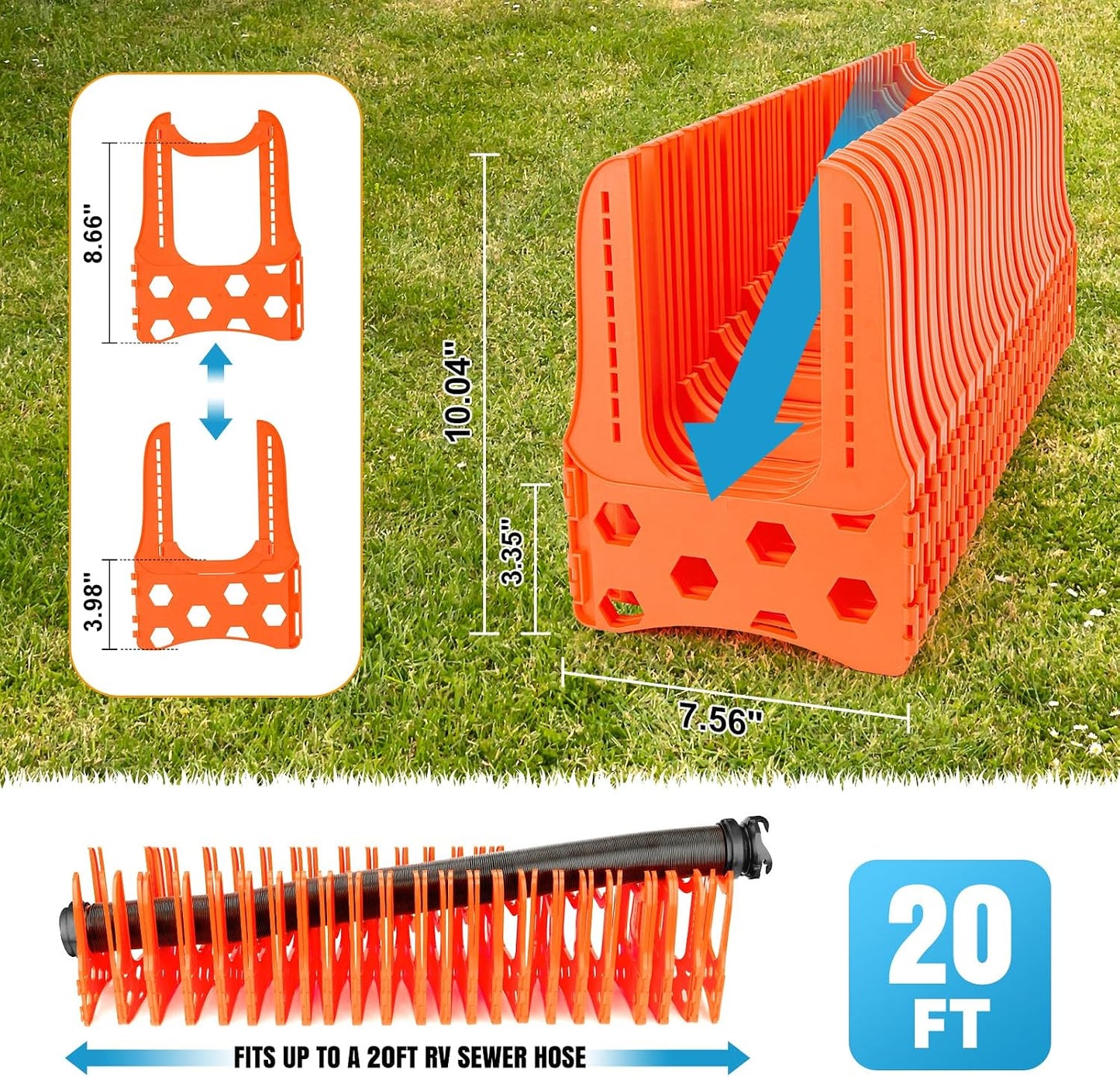 Kohree RV Sewer Hose Support 20FT, Black RV Sewer Hose Holder
