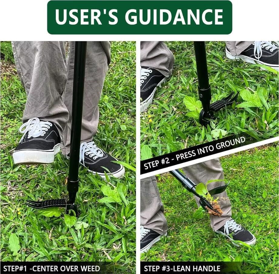 Foot-Operated Weeder Outdoor Stand Up Weed Puller Claw Weeder Root Remover Tool Weed Puller Replacement Heavy Duty for Yard Garden 4 Claws Steel Head Artifact Uprooting Without Handle