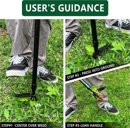 Foot-Operated Weeder Outdoor Stand Up Weed Puller Claw Weeder Root Remover Tool Weed Puller Replacement Heavy Duty for Yard Garden 4 Claws Steel Head Artifact Uprooting Without Handle
