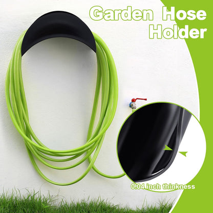 6 Pcs Heavy Duty Wall Mount Garden Hose Holder, Metal Water Hose Rack with Screws Black Rustproof Storage Organizer for Outside Yard Lawn Garage