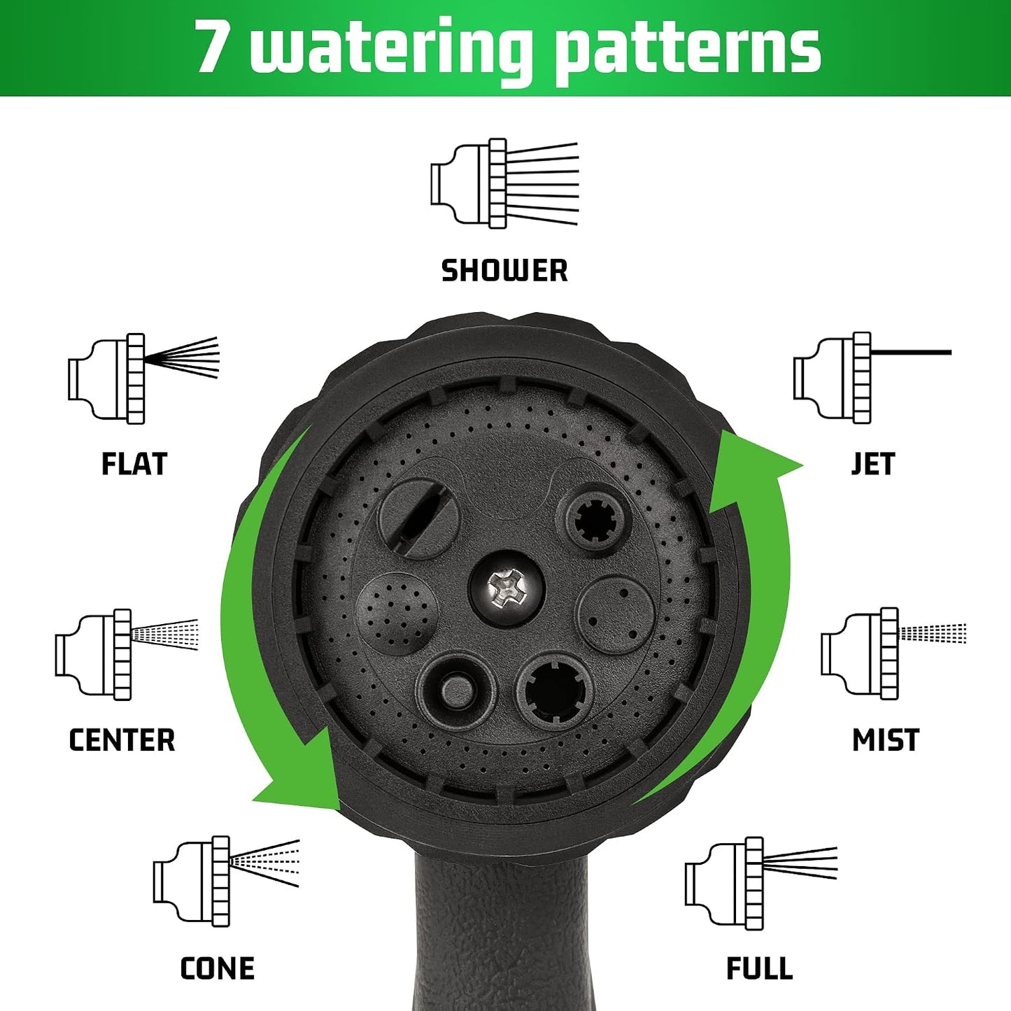 Garden Hose Nozzle Sprayer - 7 Adjustable Watering Patterns Nozzle for Water Hose, Non-Slip Garden Spray Nozzle Hose Attachment for Car Washing, Watering Plants, Pets Showering,Lawns Cleaning