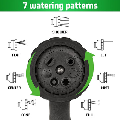Garden Hose Nozzle Sprayer - 7 Adjustable Watering Patterns Nozzle for Water Hose, Non-Slip Garden Spray Nozzle Hose Attachment for Car Washing, Watering Plants, Pets Showering,Lawns Cleaning