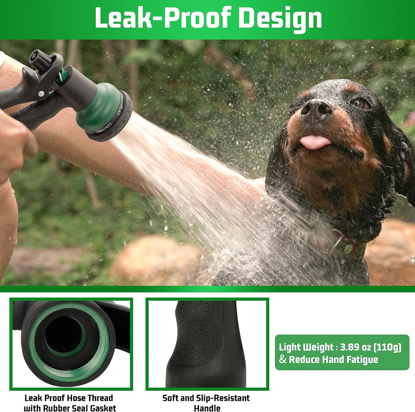 Garden Hose Nozzle Sprayer - 7 Adjustable Watering Patterns Nozzle for Water Hose, Non-Slip Garden Spray Nozzle Hose Attachment for Car Washing, Watering Plants, Pets Showering,Lawns Cleaning
