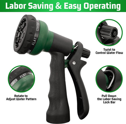 Garden Hose Nozzle Sprayer - 7 Adjustable Watering Patterns Nozzle for Water Hose, Non-Slip Garden Spray Nozzle Hose Attachment for Car Washing, Watering Plants, Pets Showering,Lawns Cleaning
