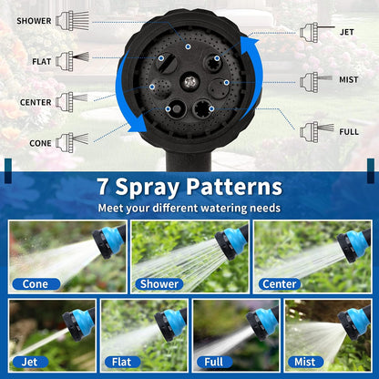Garden Hose Nozzle Sprayer - 7 Adjustable Watering Patterns Nozzle for Water Hose, Non-Slip Garden Spray Nozzle Hose Attachment for Car Washing, Watering Plants, Pets Showering,Lawns Cleaning