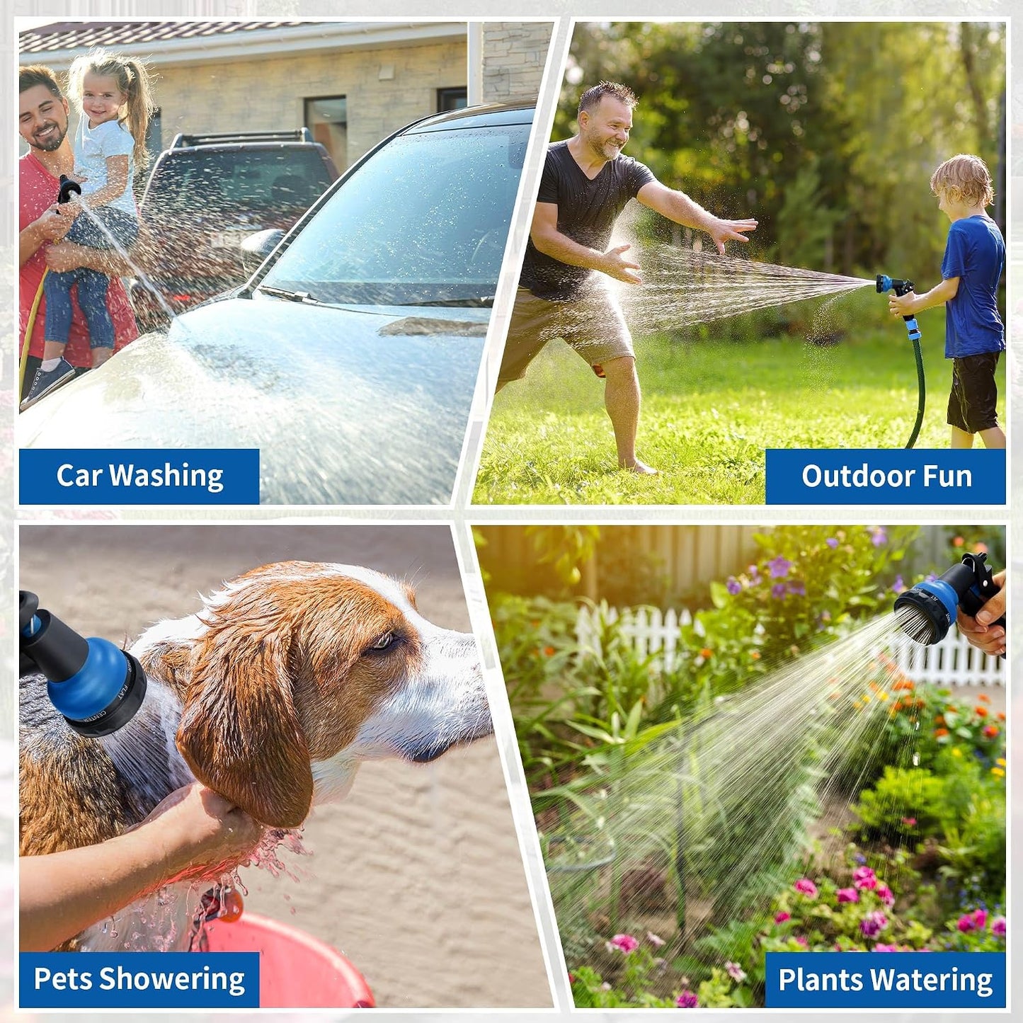 Garden Hose Nozzle Sprayer - 7 Adjustable Watering Patterns Nozzle for Water Hose, Non-Slip Garden Spray Nozzle Hose Attachment for Car Washing, Watering Plants, Pets Showering,Lawns Cleaning