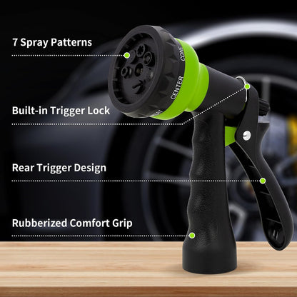 Garden Hose Nozzle Sprayer - 7 Adjustable Watering Patterns Nozzle for Water Hose, Non-Slip Garden Spray Nozzle Hose Attachment for Car Washing, Watering Plants, Pets Showering,Lawns Cleaning