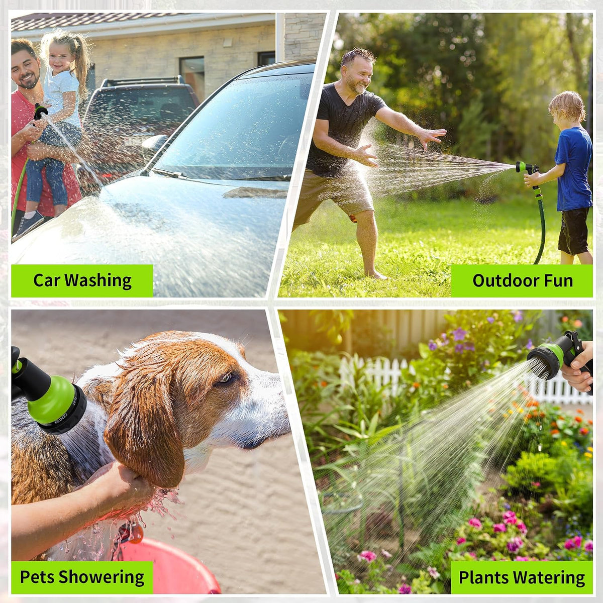 Garden Hose Nozzle Sprayer - 7 Adjustable Watering Patterns Nozzle for Water Hose, Non-Slip Garden Spray Nozzle Hose Attachment for Car Washing, Watering Plants, Pets Showering,Lawns Cleaning