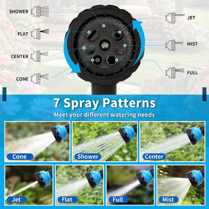 Garden Hose Nozzle Sprayer - 7 Adjustable Watering Patterns Nozzle for Water Hose, Non-Slip Garden Spray Nozzle Hose Attachment for Car Washing, Watering Plants, Pets Showering,Lawns Cleaning
