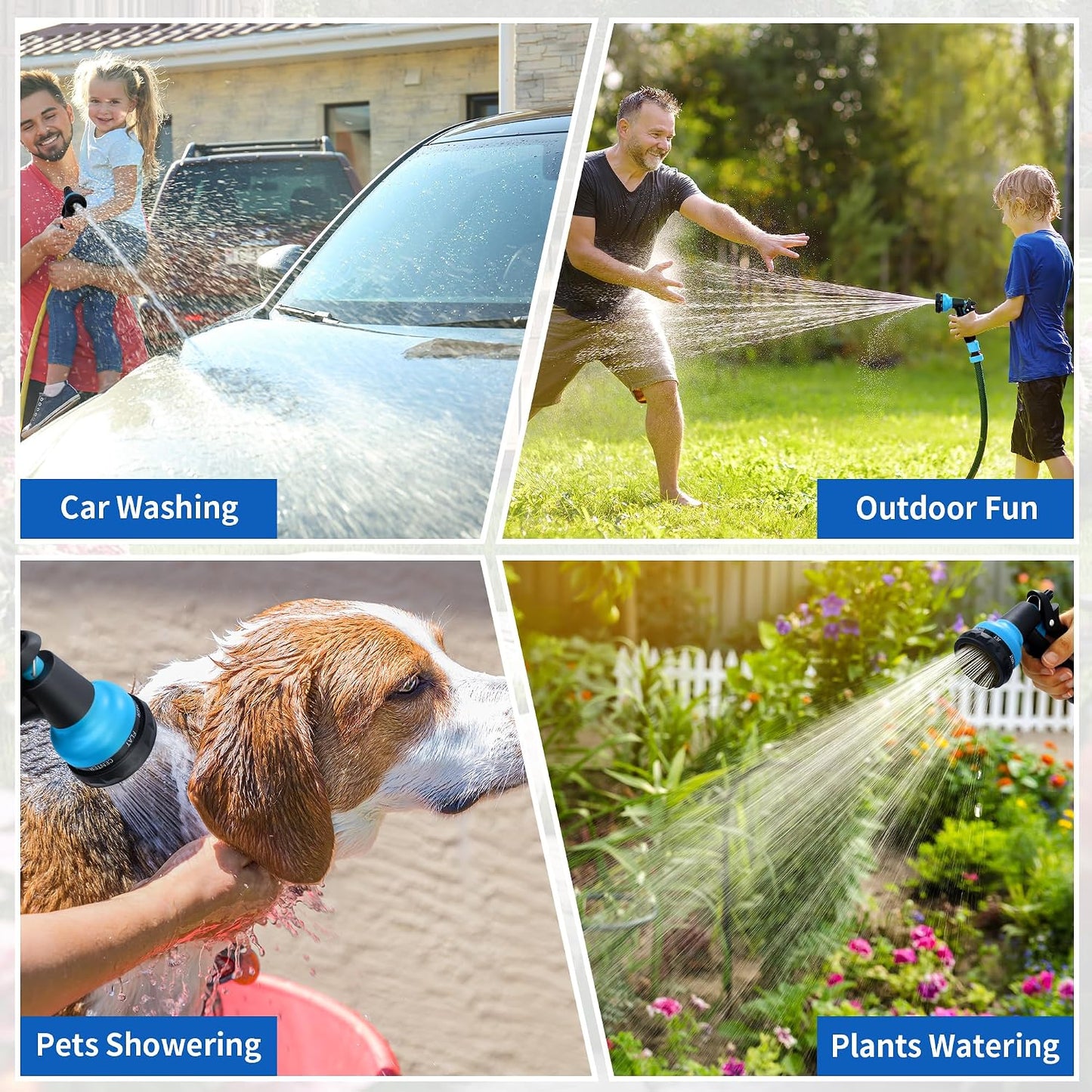 Garden Hose Nozzle Sprayer - 7 Adjustable Watering Patterns Nozzle for Water Hose, Non-Slip Garden Spray Nozzle Hose Attachment for Car Washing, Watering Plants, Pets Showering,Lawns Cleaning