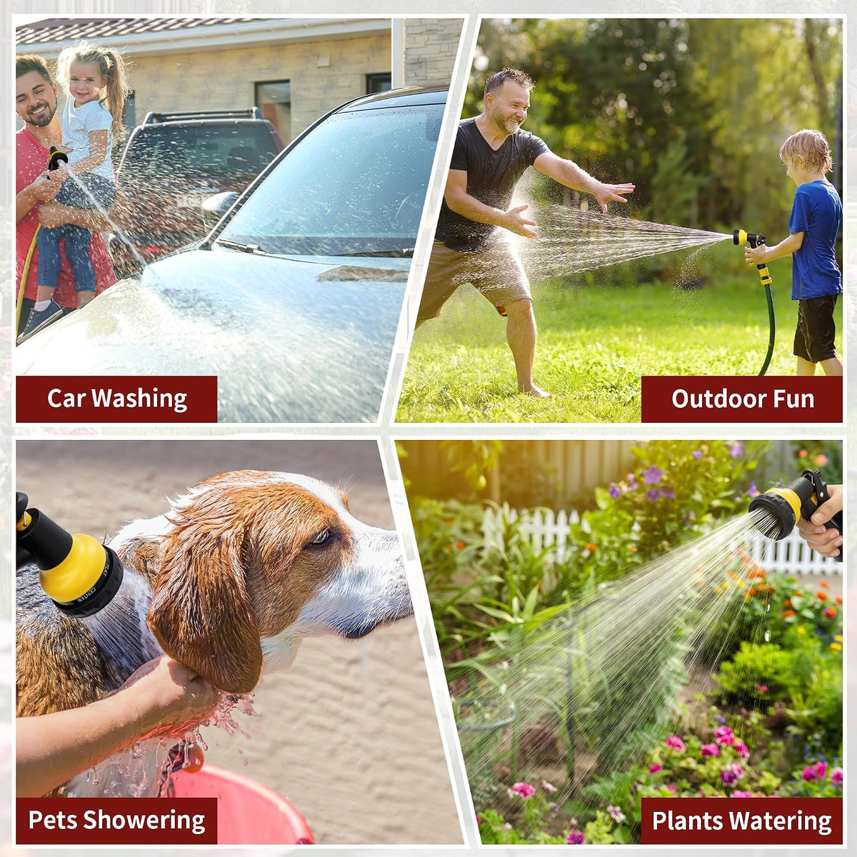 Garden Hose Nozzle Sprayer - 7 Adjustable Watering Patterns Nozzle for Water Hose, Non-Slip Garden Spray Nozzle Hose Attachment for Car Washing, Watering Plants, Pets Showering,Lawns Cleaning