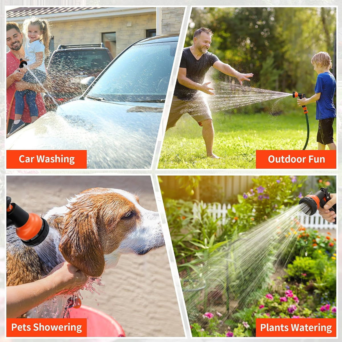Garden Hose Nozzle Sprayer - 7 Adjustable Watering Patterns Nozzle for Water Hose, Non-Slip Garden Spray Nozzle Hose Attachment for Car Washing, Watering Plants, Pets Showering,Lawns Cleaning