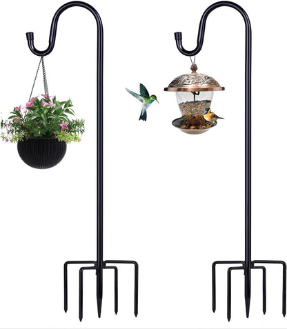 Shepherd Hooks for Outdoor, 1 Pack 62 Inch Bird Feeder Pole with 5 Prongs Base for Hanging Lantern, Hummingbird Feeder, Lightweight Plant, Shepherds Hook for Bird Feeders for Outside
