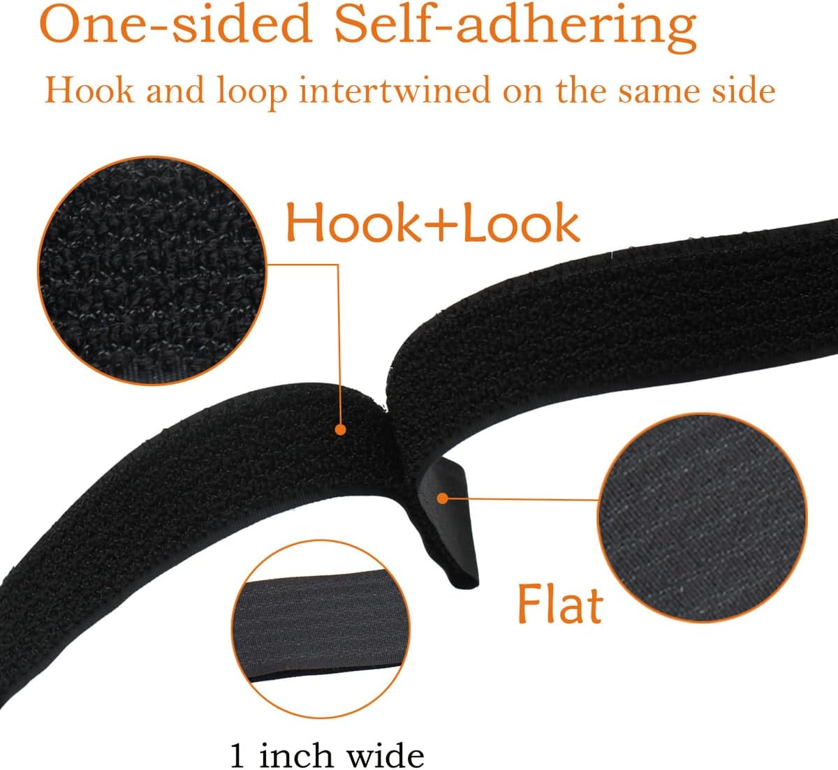 1"x20FT Hook and Loop Straps, with 30 Plastic Buckles, Adjustable Fastening Cable Straps, Cut-to-Length Cinch Strap, Reusable Nylon Securing Cord Ties for Organizer or Storage - Black