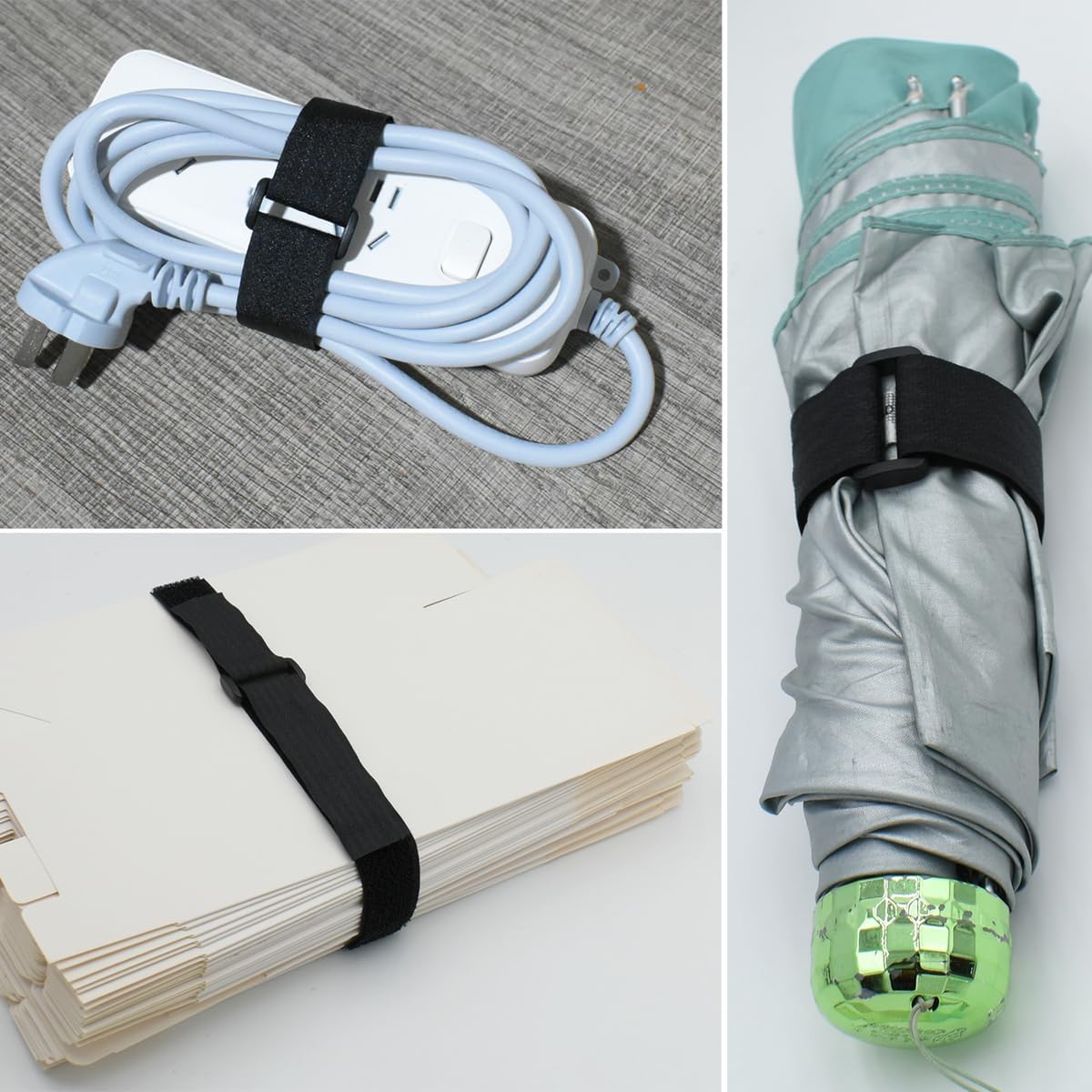 1"x20FT Hook and Loop Straps, with 30 Plastic Buckles, Adjustable Fastening Cable Straps, Cut-to-Length Cinch Strap, Reusable Nylon Securing Cord Ties for Organizer or Storage - Black