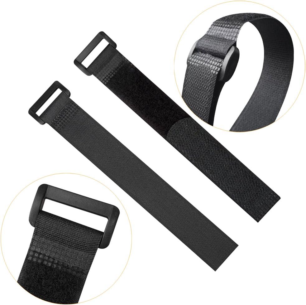 1"x20FT Hook and Loop Straps, with 30 Plastic Buckles, Adjustable Fastening Cable Straps, Cut-to-Length Cinch Strap, Reusable Nylon Securing Cord Ties for Organizer or Storage - Black