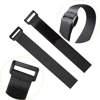 1"x20FT Hook and Loop Straps, with 30 Plastic Buckles, Adjustable Fastening Cable Straps, Cut-to-Length Cinch Strap, Reusable Nylon Securing Cord Ties for Organizer or Storage - Black