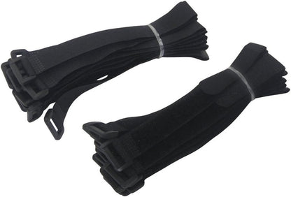 1"x20FT Hook and Loop Straps, with 30 Plastic Buckles, Adjustable Fastening Cable Straps, Cut-to-Length Cinch Strap, Reusable Nylon Securing Cord Ties for Organizer or Storage - Black