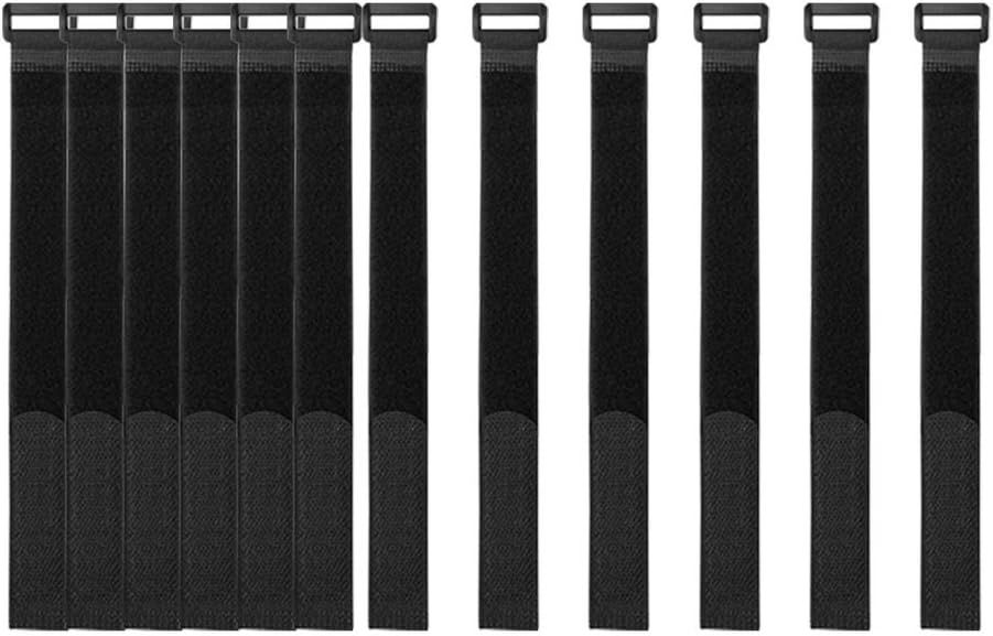 1"x20FT Hook and Loop Straps, with 30 Plastic Buckles, Adjustable Fastening Cable Straps, Cut-to-Length Cinch Strap, Reusable Nylon Securing Cord Ties for Organizer or Storage - Black