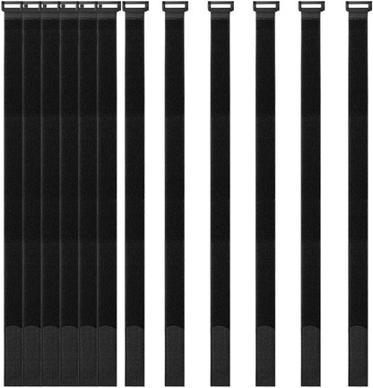 1"x20FT Hook and Loop Straps, with 30 Plastic Buckles, Adjustable Fastening Cable Straps, Cut-to-Length Cinch Strap, Reusable Nylon Securing Cord Ties for Organizer or Storage - Black