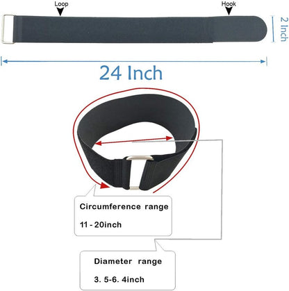 1"x20FT Hook and Loop Straps, with 30 Plastic Buckles, Adjustable Fastening Cable Straps, Cut-to-Length Cinch Strap, Reusable Nylon Securing Cord Ties for Organizer or Storage - Black