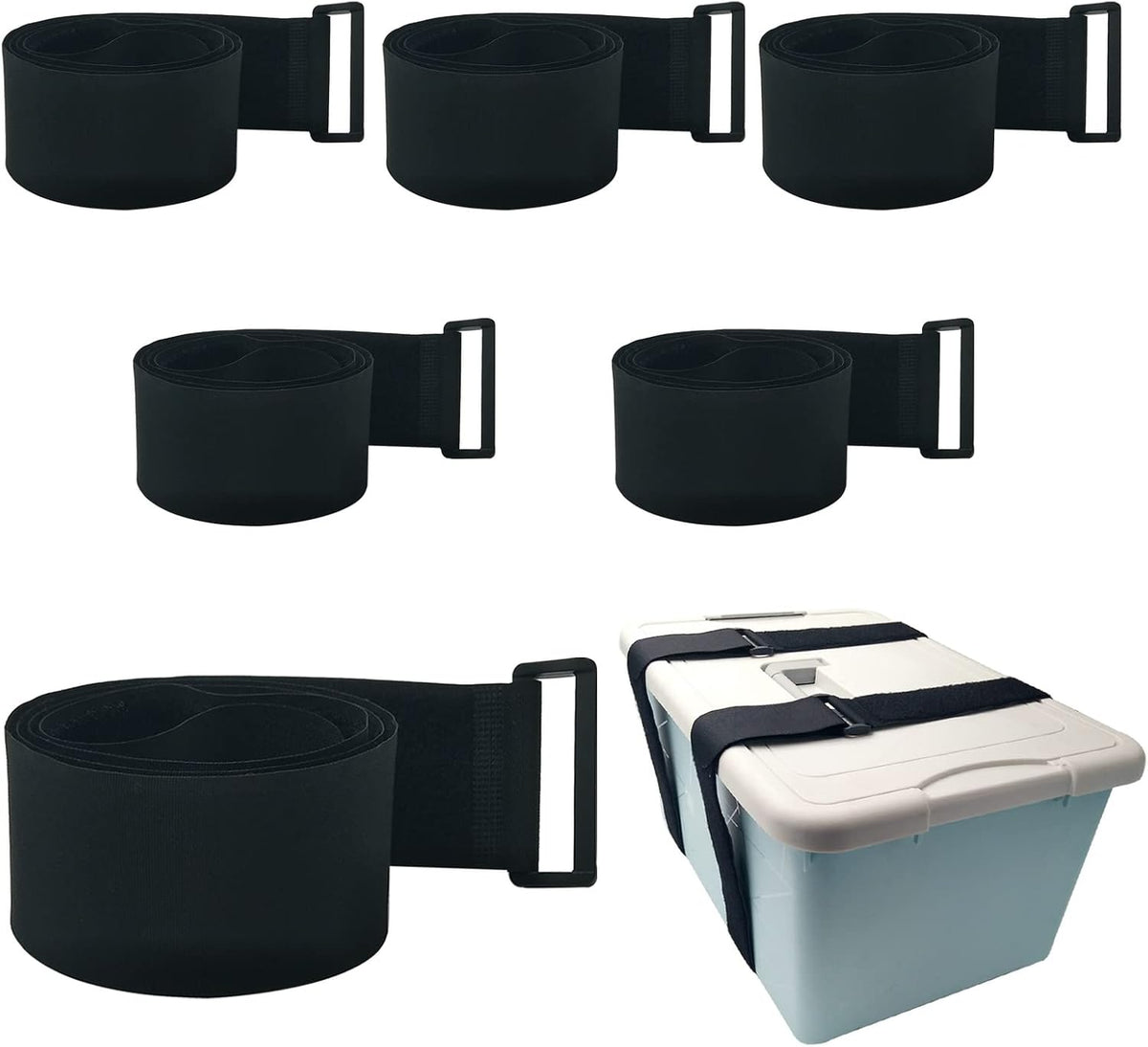 1"x20FT Hook and Loop Straps, with 30 Plastic Buckles, Adjustable Fastening Cable Straps, Cut-to-Length Cinch Strap, Reusable Nylon Securing Cord Ties for Organizer or Storage - Black