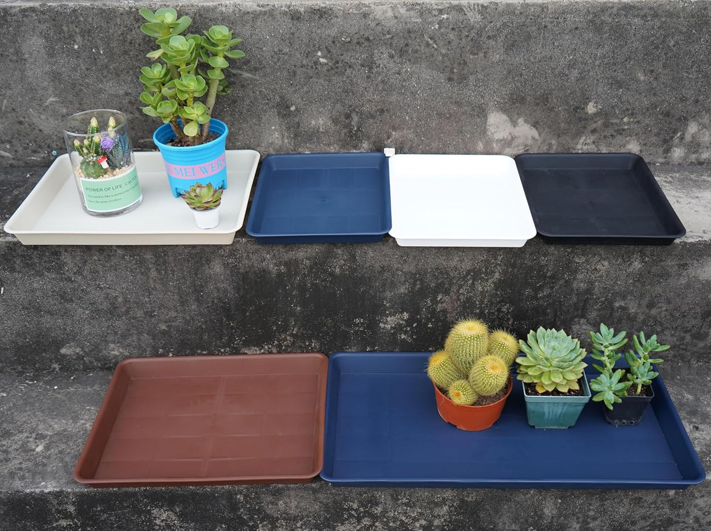 Plant Saucer Growing Tray, Seed Starter Tray Rectangular, Heavy Sturdy Plastic Plant Drainage Saucers, Plant Drip Trays for Pots, Seed Starter Growing Trays (11 x 9 inch, 2 Pack)