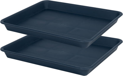 Plant Saucer Growing Tray, Seed Starter Tray Rectangular, Heavy Sturdy Plastic Plant Drainage Saucers, Plant Drip Trays for Pots, Seed Starter Growing Trays (11 x 9 inch, 2 Pack)
