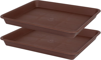 Plant Saucer Growing Tray, Seed Starter Tray Rectangular, Heavy Sturdy Plastic Plant Drainage Saucers, Plant Drip Trays for Pots, Seed Starter Growing Trays (11 x 9 inch, 2 Pack)