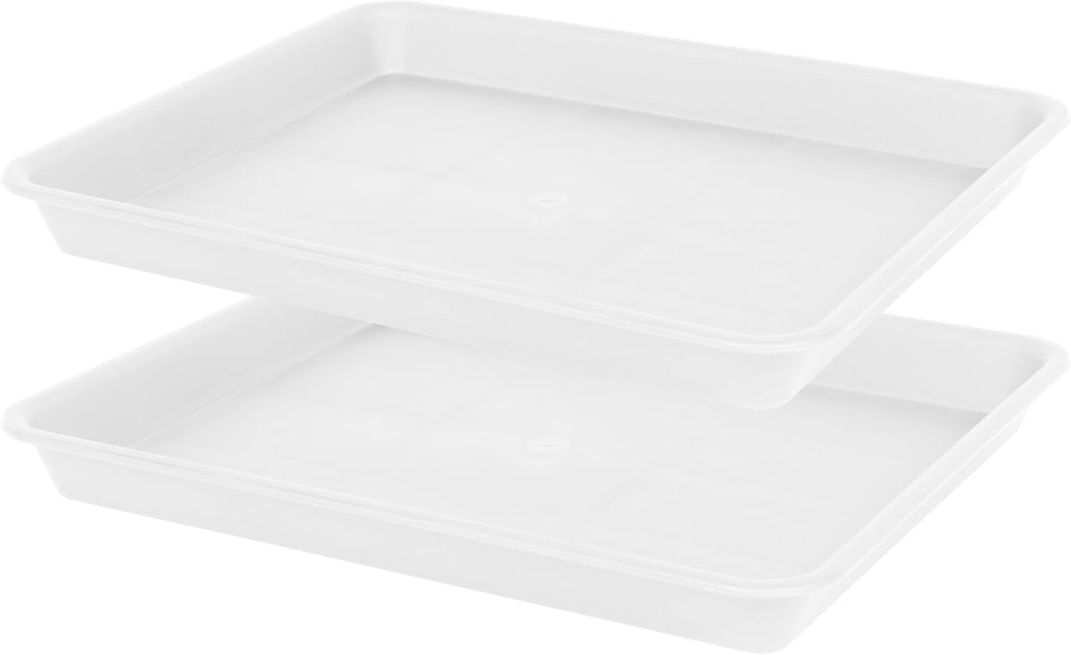 Plant Saucer Growing Tray, Seed Starter Tray Rectangular, Heavy Sturdy Plastic Plant Drainage Saucers, Plant Drip Trays for Pots, Seed Starter Growing Trays (11 x 9 inch, 2 Pack)