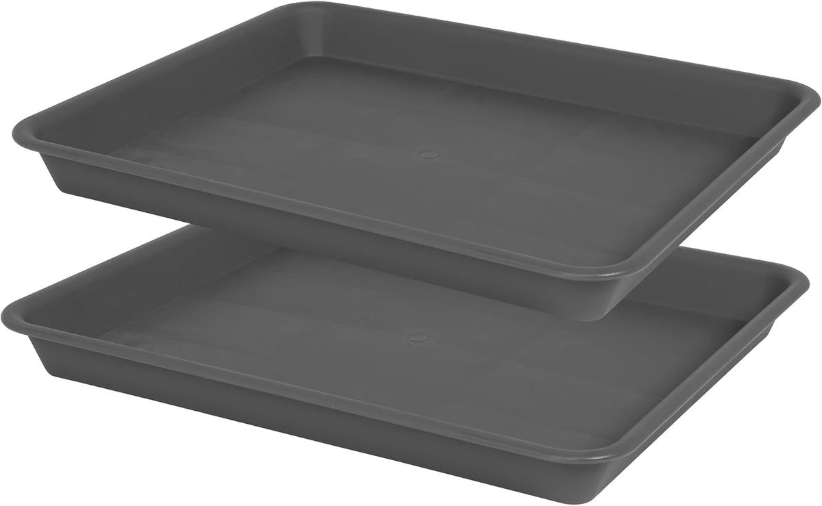 Plant Saucer Growing Tray, Seed Starter Tray Rectangular, Heavy Sturdy Plastic Plant Drainage Saucers, Plant Drip Trays for Pots, Seed Starter Growing Trays (11 x 9 inch, 2 Pack)