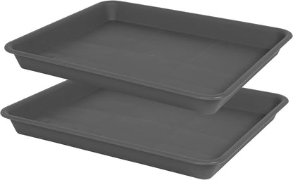 Plant Saucer Growing Tray, Seed Starter Tray Rectangular, Heavy Sturdy Plastic Plant Drainage Saucers, Plant Drip Trays for Pots, Seed Starter Growing Trays (11 x 9 inch, 2 Pack)