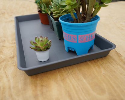 Plant Saucer Growing Tray, Seed Starter Tray Rectangular, Heavy Sturdy Plastic Plant Drainage Saucers, Plant Drip Trays for Pots, Seed Starter Growing Trays (11 x 9 inch, 2 Pack)