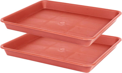 Plant Saucer Growing Tray, Seed Starter Tray Rectangular, Heavy Sturdy Plastic Plant Drainage Saucers, Plant Drip Trays for Pots, Seed Starter Growing Trays (11 x 9 inch, 2 Pack)