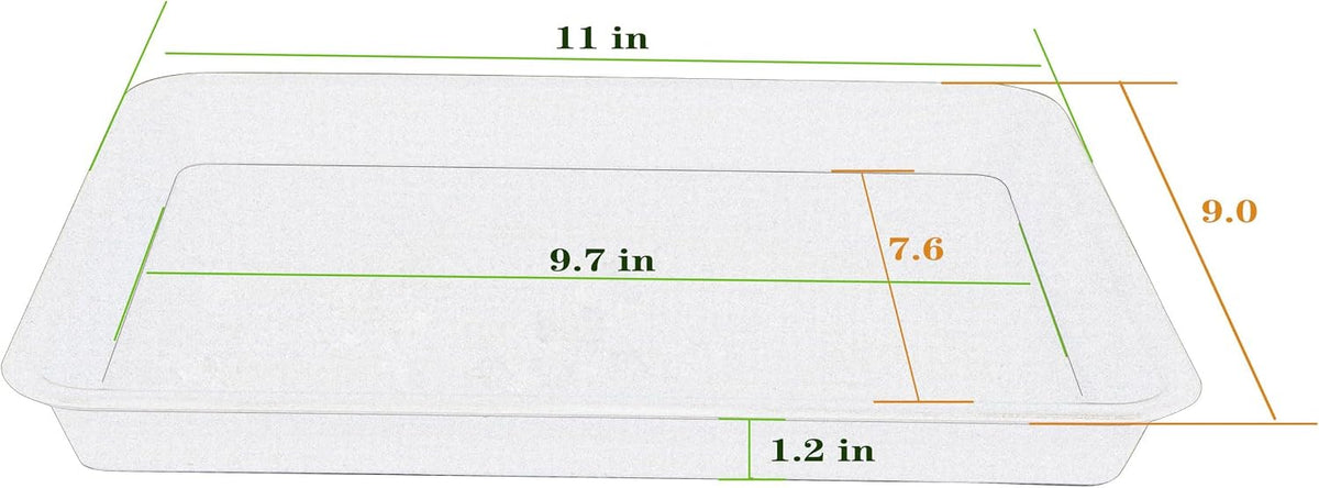 Plant Saucer Growing Tray, Seed Starter Tray Rectangular, Heavy Sturdy Plastic Plant Drainage Saucers, Plant Drip Trays for Pots, Seed Starter Growing Trays (11 x 9 inch, 2 Pack)