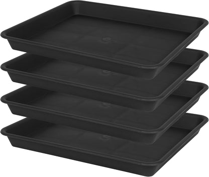 Plant Saucer Growing Tray, Seed Starter Tray Rectangular, Heavy Sturdy Plastic Plant Drainage Saucers, Plant Drip Trays for Pots, Seed Starter Growing Trays (11 x 9 inch, 2 Pack)