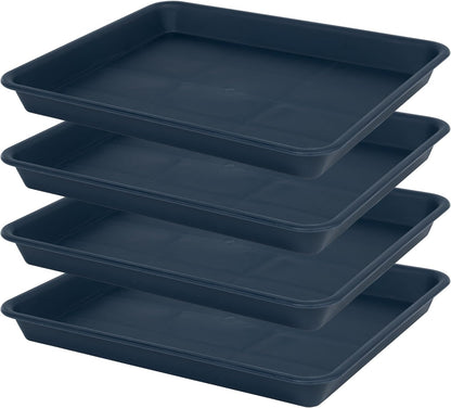 Plant Saucer Growing Tray, Seed Starter Tray Rectangular, Heavy Sturdy Plastic Plant Drainage Saucers, Plant Drip Trays for Pots, Seed Starter Growing Trays (11 x 9 inch, 2 Pack)