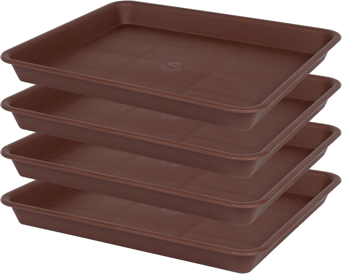 Plant Saucer Growing Tray, Seed Starter Tray Rectangular, Heavy Sturdy Plastic Plant Drainage Saucers, Plant Drip Trays for Pots, Seed Starter Growing Trays (11 x 9 inch, 2 Pack)