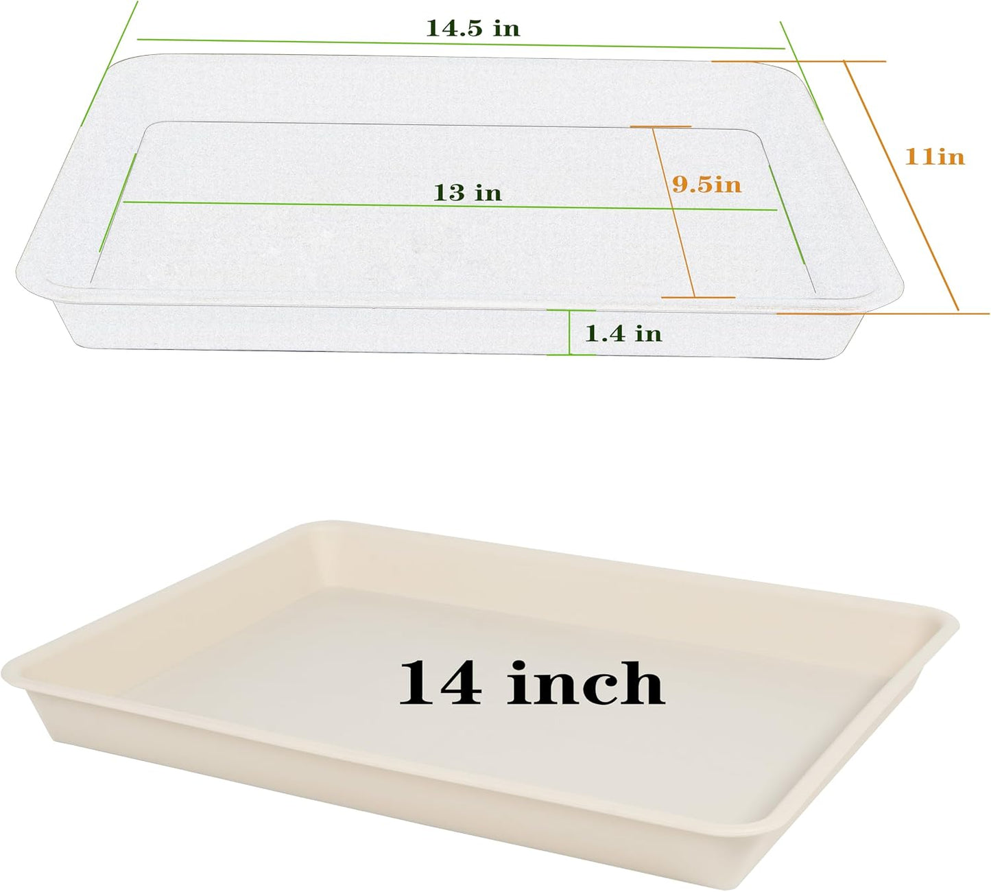 Plant Saucer Growing Tray, Seed Starter Tray Rectangular, Heavy Sturdy Plastic Plant Drainage Saucers, Plant Drip Trays for Pots, Seed Starter Growing Trays (11 x 9 inch, 2 Pack)