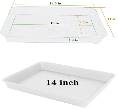 Plant Saucer Growing Tray, Seed Starter Tray Rectangular, Heavy Sturdy Plastic Plant Drainage Saucers, Plant Drip Trays for Pots, Seed Starter Growing Trays (11 x 9 inch, 2 Pack)