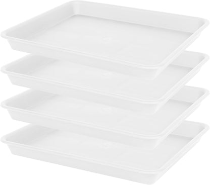 Plant Saucer Growing Tray, Seed Starter Tray Rectangular, Heavy Sturdy Plastic Plant Drainage Saucers, Plant Drip Trays for Pots, Seed Starter Growing Trays (11 x 9 inch, 2 Pack)