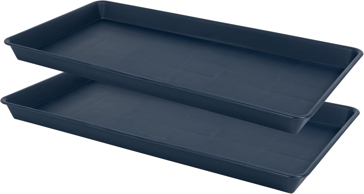 Plant Saucer Growing Tray, Seed Starter Tray Rectangular, Heavy Sturdy Plastic Plant Drainage Saucers, Plant Drip Trays for Pots, Seed Starter Growing Trays (11 x 9 inch, 2 Pack)