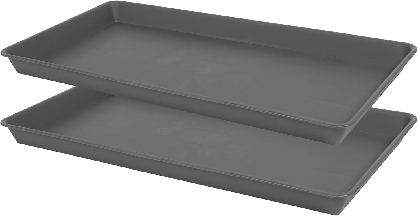 Plant Saucer Growing Tray, Seed Starter Tray Rectangular, Heavy Sturdy Plastic Plant Drainage Saucers, Plant Drip Trays for Pots, Seed Starter Growing Trays (11 x 9 inch, 2 Pack)