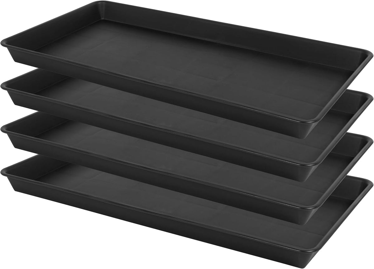 Plant Saucer Growing Tray, Seed Starter Tray Rectangular, Heavy Sturdy Plastic Plant Drainage Saucers, Plant Drip Trays for Pots, Seed Starter Growing Trays (11 x 9 inch, 2 Pack)