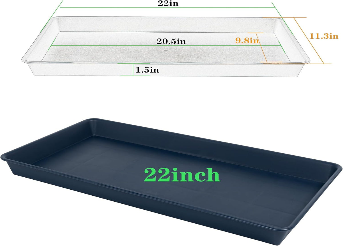 Plant Saucer Growing Tray, Seed Starter Tray Rectangular, Heavy Sturdy Plastic Plant Drainage Saucers, Plant Drip Trays for Pots, Seed Starter Growing Trays (11 x 9 inch, 2 Pack)