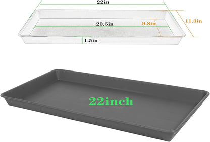 Plant Saucer Growing Tray, Seed Starter Tray Rectangular, Heavy Sturdy Plastic Plant Drainage Saucers, Plant Drip Trays for Pots, Seed Starter Growing Trays (11 x 9 inch, 2 Pack)