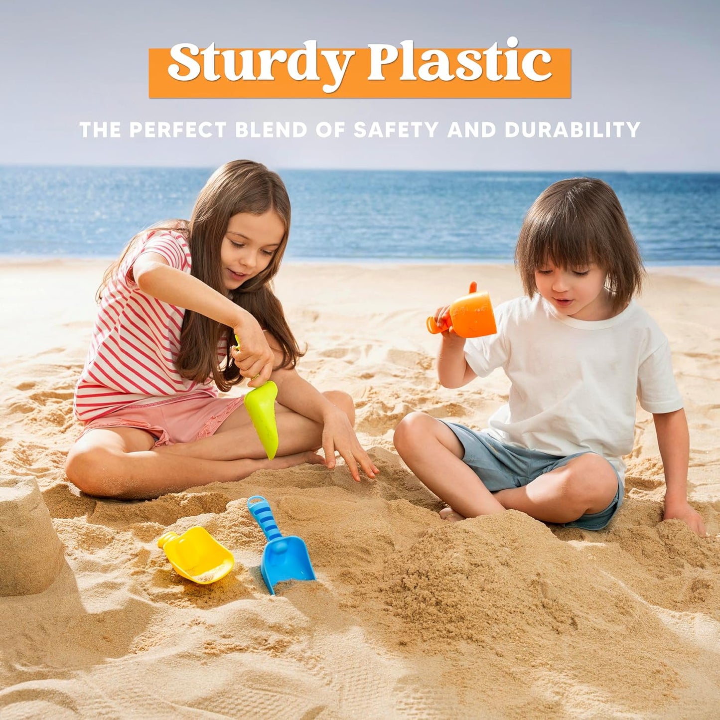 Beach Sand Shovels for Kids - 4 Packs Shovels Colorful Scoops Travel Sand Toys for Toddlers Kids Outdoor Digging Play, Heavy Duty Plastic Garden Planting Shovels Spades Sets Sandbox Toys