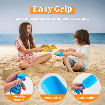 Beach Sand Shovels for Kids - 4 Packs Shovels Colorful Scoops Travel Sand Toys for Toddlers Kids Outdoor Digging Play, Heavy Duty Plastic Garden Planting Shovels Spades Sets Sandbox Toys